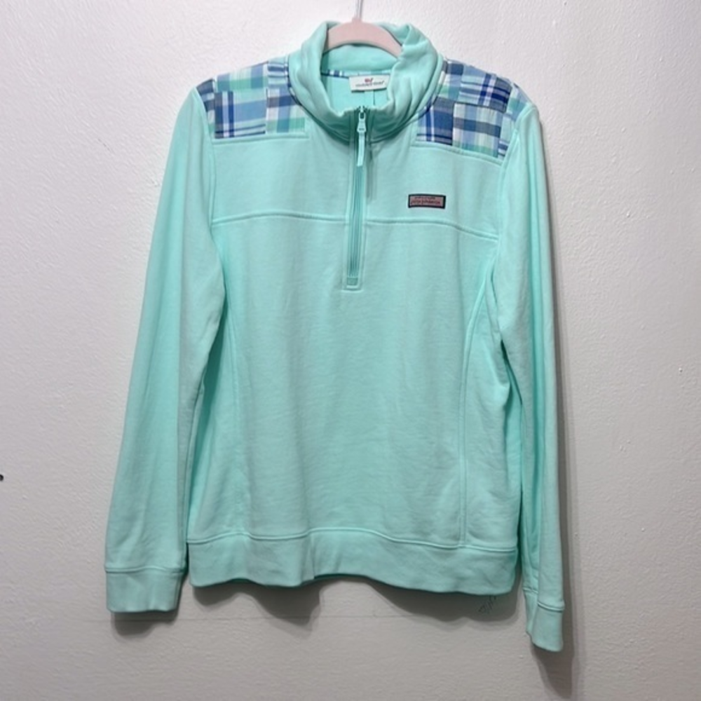Vineyard Vines light aqua/sea foam blue-green women’s size large‎ quarter zip